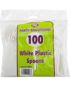 Plastic Cutlery Spoons White 100 Pack