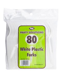 Party Solutions White Disposable Plastic Forks 80 Pack