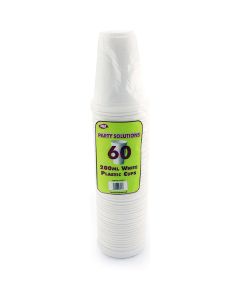 Party Solutions White Disposable Plastic Cups 200ml 60 Pack