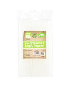 Bio-Degradable Clear Party Straws 20cm 80 Pack