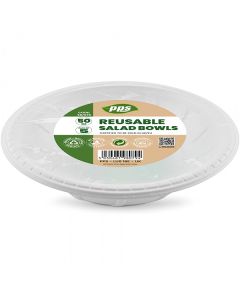 White Plastic Reusable Salad Bowls 50oz 5 Pack