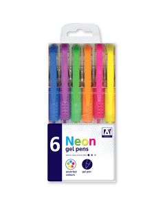 Neon Gel Pens Assorted Colours 6 Pack