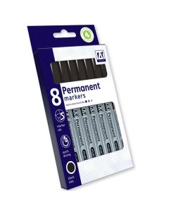 Permanent Markers Black Set 8 Pack