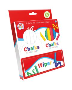 Kids Create Assorted Colours Chalks & Wiper Set 2 Pack