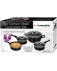 Prima Carbon Steel Non-Stick Saucepans Cookware Set 7pc