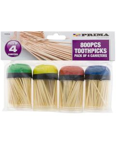 Prima Toothpicks Canisters 600pc 4 Assorted