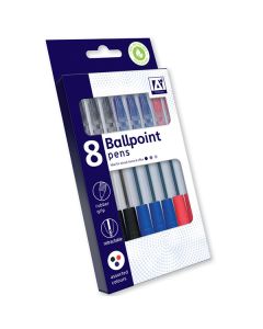 Mixed Colours Ballpoint Pens Set 8 Pack