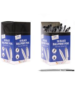 Just Stationery Smooth Write Black Ballpoint Pens 50 Pack