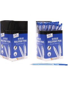 Just Stationery Smooth Write Blue Ballpoint Pens 50 Pack