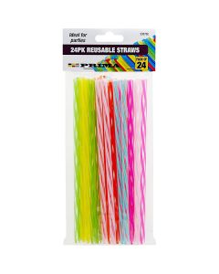 Prima Assorted Colour Reusable Straws 24 Pack