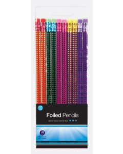 Foiled Holographic Hb Pencils Assorted Colours 10 Pack