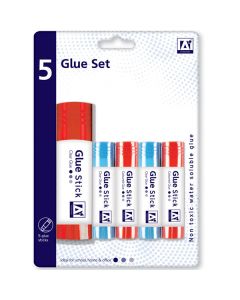 A* Stationery Clear & Coloured Glue Set 5 Pack