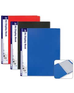 A4 20 Pocket Display Book Assorted Colours