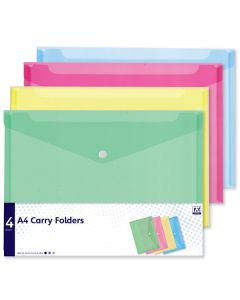 A4 Carry Folders Assorted Colours 3 Pack