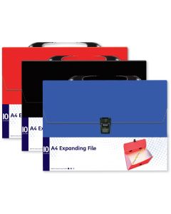 10 Pocket Expanding File 3 Assorted Colours
