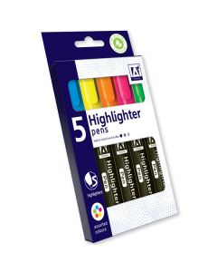 Highlighter Pens Assorted Colours 5 Pack