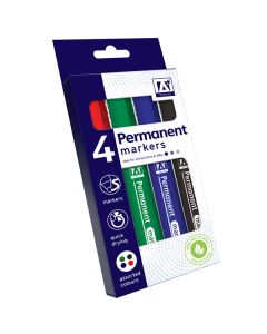 Permanent Markers Assorted Colours 4 Pack