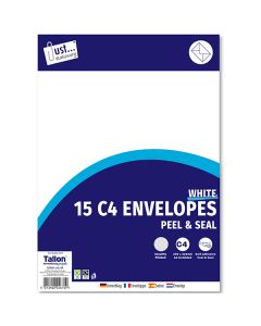 Just Stationery C4 White Peel & Seal Envelopes 15 Pack