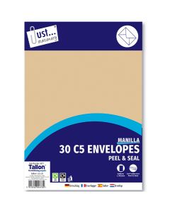 Just Stationery C5 Manilla Peel & Seal Envelopes 30 Pack