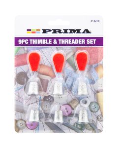 Prima Thimble & Needle Threader Set 9pc