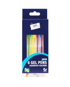 Just Stationery Assorted Neon Colours Gel Pens 6 Pack