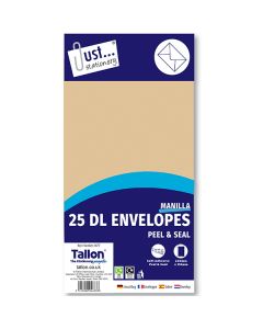 Just Stationery DL Manilla Peel & Seal Envelopes 25 Pack