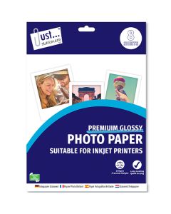 Just Stationery A4 210gsm Premium Glossy Photo Paper 8 Pack