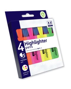 Highlighter Pens Assorted Colours 4 Pack