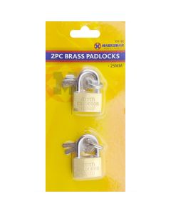 Marksman 25mm Brass Padlocks With Keys 2 Pack