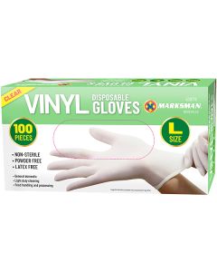 Marksman Clear Vinyl Disposable Gloves Large 100pc