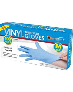 Marksman Blue Vinyl Powdered Gloves Medium 100pc