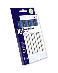 Black & Blue Ballpoint Pens 16 Pack