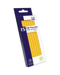 HB Pencils With Erasers Set 15 Pack