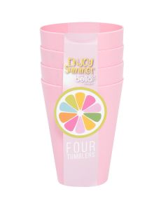 Bello Pink Plastic Tumblers 300ml 4 Pack