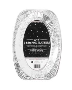 BBQ Disposable Foil Platters 34cm X 24cm X 2cm 3 Pack