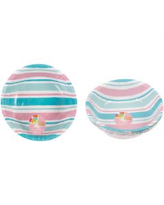 Bello Stripe Paper Disposable Bowl 13cm 8 Pack