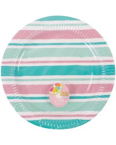 Bello Stripe Paper Plates 23cm 6 Pack