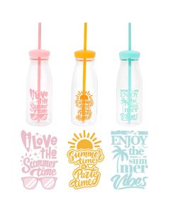 Bello Plastic Summer Bottles With Straw 525ml Assorted