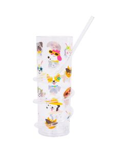 Bello Plastic Kids Animals Crazy Straw Tumbler 400ml