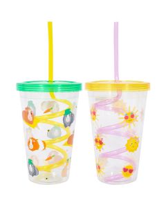 Bello Crazy Straw Party Tumblers 650ml Assorted