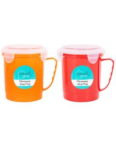 Microwave Soup Mug W/Lid 600ml Assorted Colours