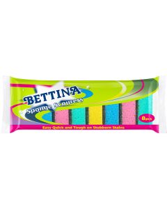 Bettina Multicoloured Sponge Scourers 8 Pack