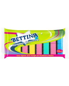 Bettina Multicoloured Sponge Scourers 16 Pack