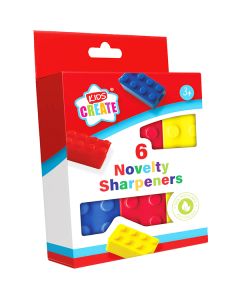 Kids Create Novelty Brick Sharpeners Assorted Colours 6 Pack