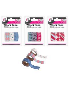 DID Washi Tape 15mm X 3m 3 Pack Assorted