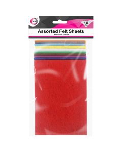 DID Assorted Colour Felt Sheets 10 Pack