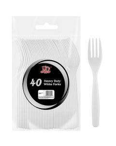 Deluxe Disposable Heavy Duty White Forks 40 Pack