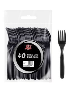 Deluxe Disposable Heavy Duty Black Forks 40 Pack