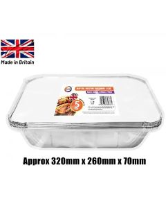 DID Deep Foil Roasting Containers & Lids 5 Pack 32cm x 26cm x 7cm