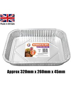 DID Rectangular Foil Tray 2 Pack 32cm X 26cm X 45cm